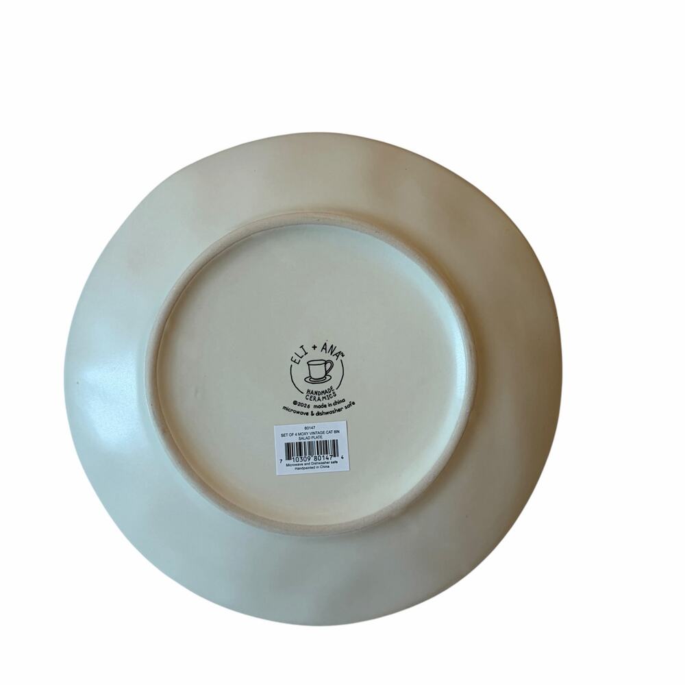 Eli & Ana Moxy Vintage Cat Salad Plates 8in Set of 4 Spooky Retro Halloween New - Picture 7 of 10